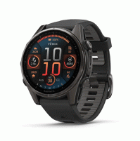 fenix 8 – 43 mm, AMOLED - Sapphire, Carbon grey DLC titanium with Black/pebble grey silicone band - 010-02903-21 - Garmin